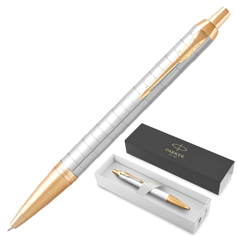 Ручка шариковая PARKER IM Premium Pearl GT, жемчужный лак, позолота, синяя, 2143643 143854