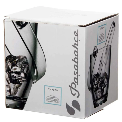 Ведерко для льда стеклянное, с пластиковыми щипцами, высота 130 мм, PASABAHCE "СИЛЬВАНА", фирменная подарочная упаковка, 53628 700574 - МСК «Форвард»