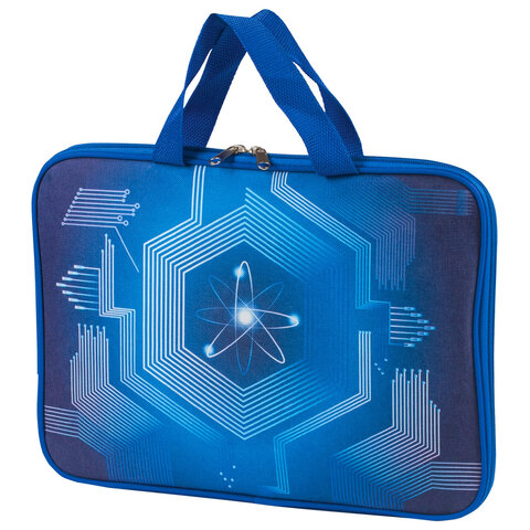 Папка на молнии с ручками BRAUBERG, А4, 1 отделение, с подкладкой, полиэстер, 20мм, Atom, 227089