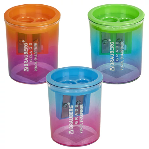 Точилка для классических и утолщенных карандашей BRAUBERG "Grade", 2 отверстия, с контейнером, 271998 - МСК «Форвард»