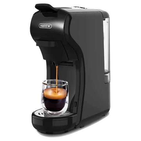 Кофемашина капсульная 4 в 1 NESPRESSO/DOLCEGUSTO/чалды/молотый HIBREW H1A, 1450 Вт, объем 0,7 л, черная 456458