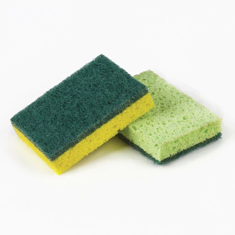 Губки бытовые 20х95х65мм КОМПЛЕКТ 2шт ЦЕЛЛЮЛОЗНЫЕ (губчатые) с АБРАЗИВОМ, LAIMA К1106, 605487