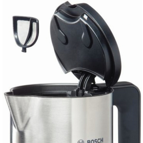 Чайник BOSCH TWK8611P, 1,5 л, 2400 Вт, закрытый нагревательный элемент, нержавеющая сталь, белый 453113 - МСК «Форвард»