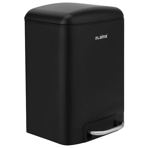 Ведро мусорное с педалью 6 л, крышка с доводчиком, черное матовое, металл, LAIMA ULTRA, 701564 - МСК «Форвард»