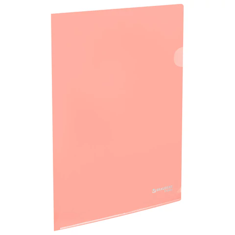 Папка-уголок жесткая, непрозрачная, А4, цвет персиковый, 0,15 мм, BRAUBERG PASTEL, 272891