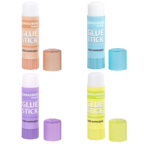 Клей-карандаш 15 г, ВЫГОДНАЯ УПАКОВКА, BRAUBERG PASTEL, 4 штуки на блистере, PVP-основа, 271250 - МСК «Форвард»
