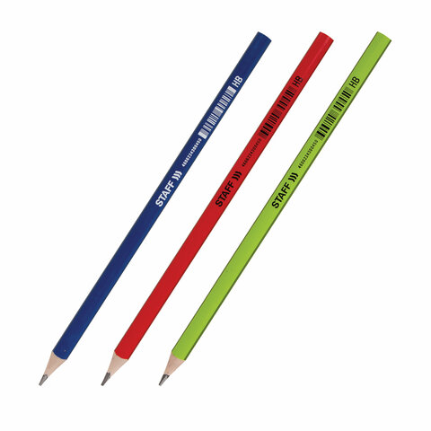 Карандаш чернографитный STAFF Basic BLP-743, 1 шт., НВ, пластиковый, корпус ассорти, 181743