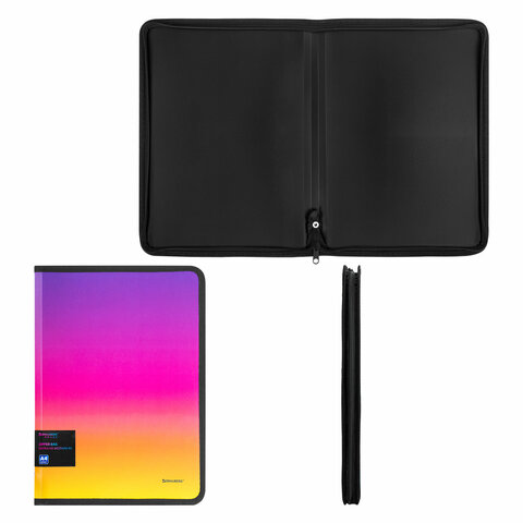 Папка объемная на молнии пластиковая BRAUBERG "Grade", А4, 330х240 мм, 600 мкм, желто-розовый градиент, 271976 - МСК «Форвард»