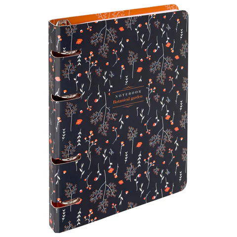 Тетрадь на кольцах А5 160х212 мм, 120 листов, картон, выборочный лак, клетка, BRAUBERG, "Flowers", 404729 - МСК «Форвард»