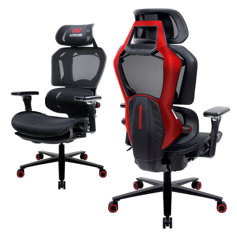 Кресло ATRONE (АТРОН) "Optimus ER-707", адаптивный механизм со слайдером, сетка, черный/красный, 532968 под заказ 8 дней - МСК «Форвард»