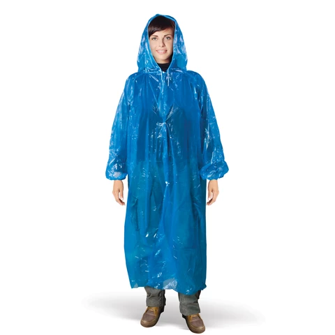 Дождевик плащ c капюшоном, на кнопках, полиэтилен 18мкм, синий 610564
