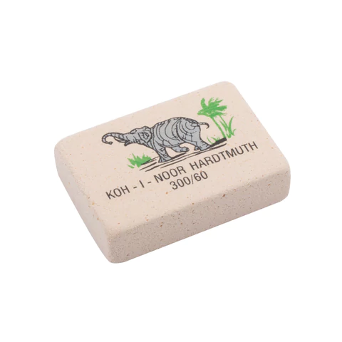 Ластик KOH-I-NOOR "Слон" 300/60, 31х21х8мм, белый/цветной, прямоугольный, натуральный каучук 0300060 225400