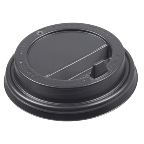 Одноразовые крышки для стакана 250мл (d-80), КОМПЛЕКТ 100 шт.,клапан-носик, черн.,ФОРМАЦИЯ,CH-80FB-A 606203