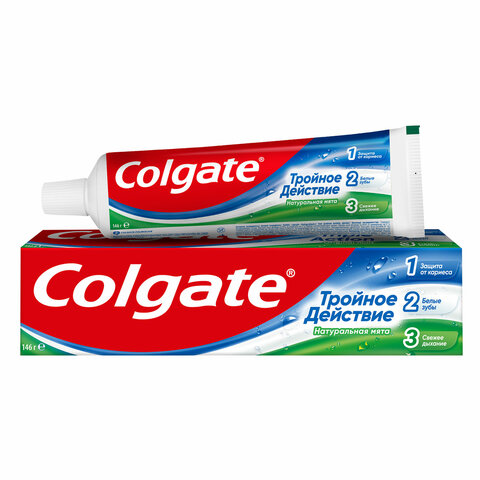 Зубная паста 100 мл COLGATE "Натуральная мята", тройное действие, с фторидом, 7891024128992 609056
