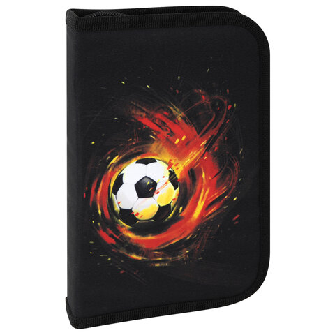 Пенал BRAUBERG с наполнением, 1 отделение, 1 откидная планка, 24 предмета, 21х14 см, "Fireball", 270723 - МСК «Форвард»