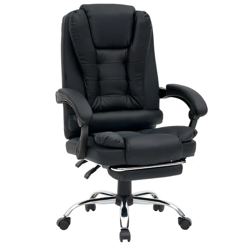 Кресло офисное CROMEX (КРОМЕКС) "Chill MS-005", с функцией вибромассажа, подножка, экокожа, черное, 532958