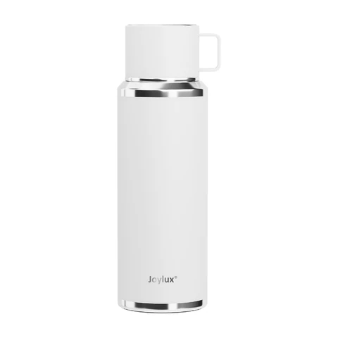 Термос 0,75 л JOYLUX (ДЖОЙЛЮКС) ULTRA, нержавеющая сталь SUS316, крышка/кружка, питейник, сито, белый матовый, 700315 - МСК «Форвард»