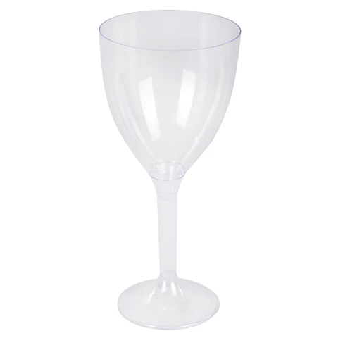 Бокал одноразовый 250 мл для вина КОМПЛЕКТ 100шт пластиковый, прозрачная высокая ножка, ВЗЛП, 1013 609218