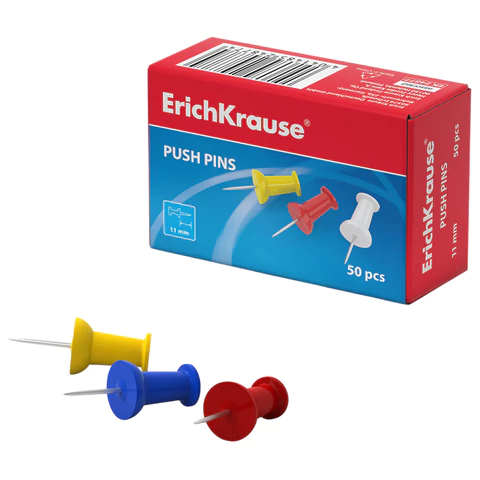 Силовые кнопки-гвоздики ERICH KRAUSE "Classic", 50 штук, ассорти, в картонной коробке, 24877 224639 - МСК «Форвард»