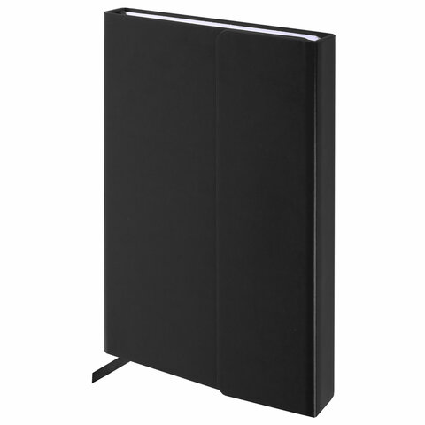 Ежедневник недатированный А5 138х213мм BRAUBERG Towny под кожу, магнитный клапан 160л, черный,123785