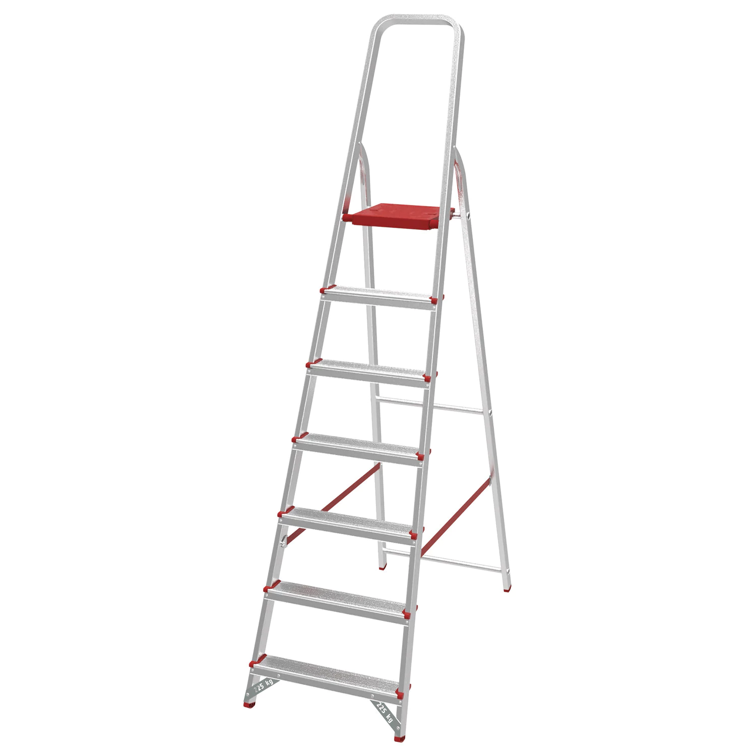 Стремянка алюминиевая 7 стандартных ступеней 9см площадка 1,5м до 225кг вес 7кг НОВАЯ ВЫСОТА 3110107 602931