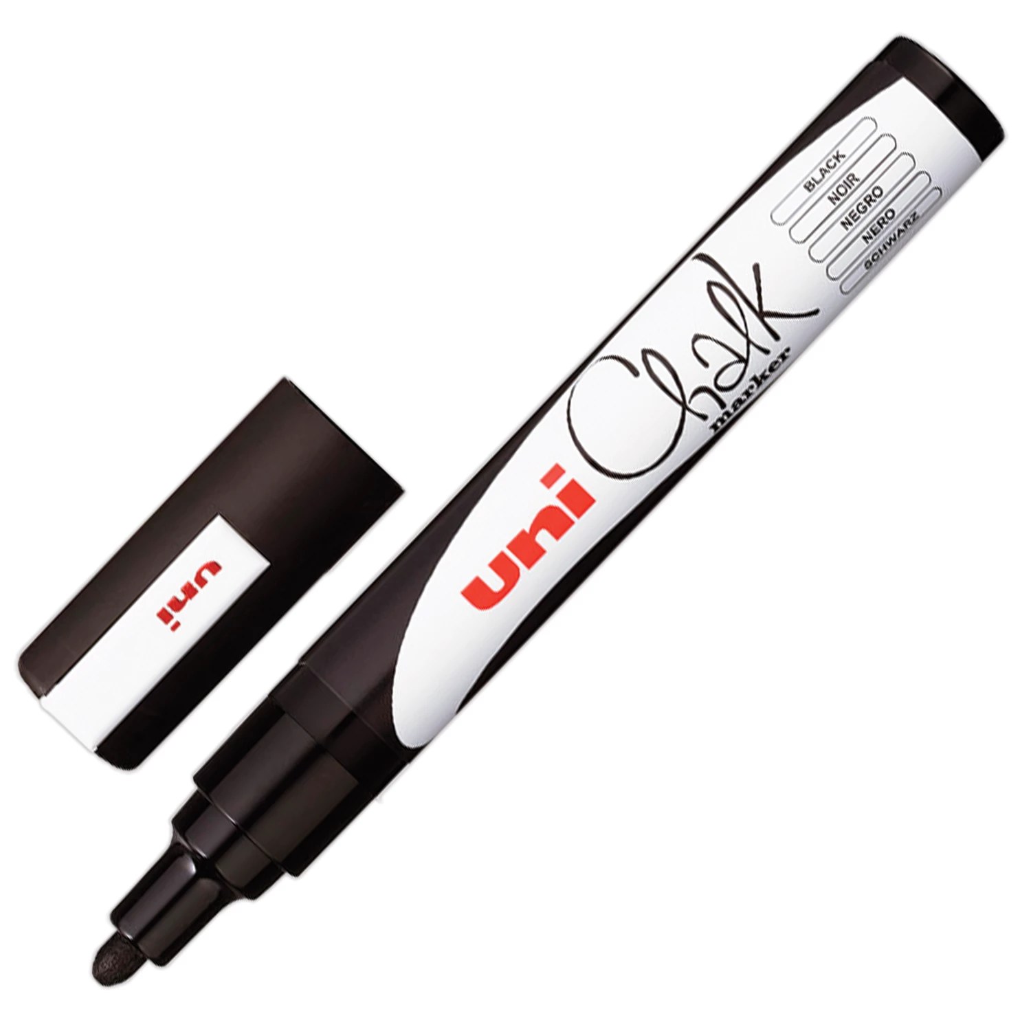 Маркер меловой UNI Chalk, 1,8-2,5мм, ЧЕРНЫЙ, влагостираемый, для гладких поверхностей, PWE-5M PWE-5M  142635