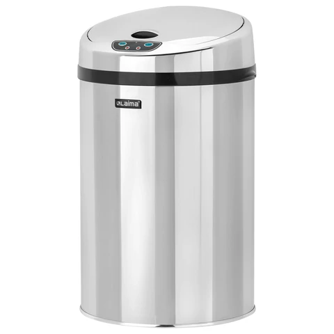 Ведро для мусора СЕНСОРНОЕ 12 л, нержавеющая сталь, зеркальная крышка, питание от 4-х батареек AA (не входят в комплект), LAIMA, 609327 - МСК «Форвард»