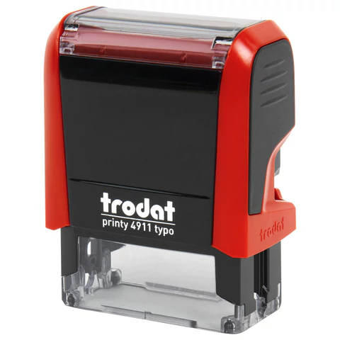 Штамп самонаборный 3-стр, 38х14 мм, синий, TRODAT 4911P4/DB, корпус КРАСНЫЙ, КАССА В КОМПЛЕКТЕ, 43217 238364 - МСК «Форвард»
