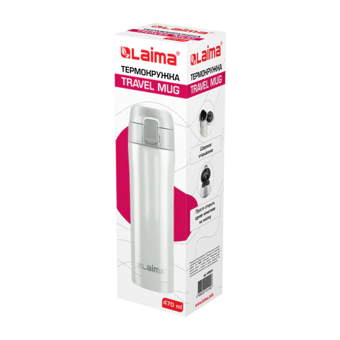 Термокружка 470 мл из нержавеющей стали SUS304, роскошный жемчужный металлик, LAIMA, 608820 - МСК «Форвард»