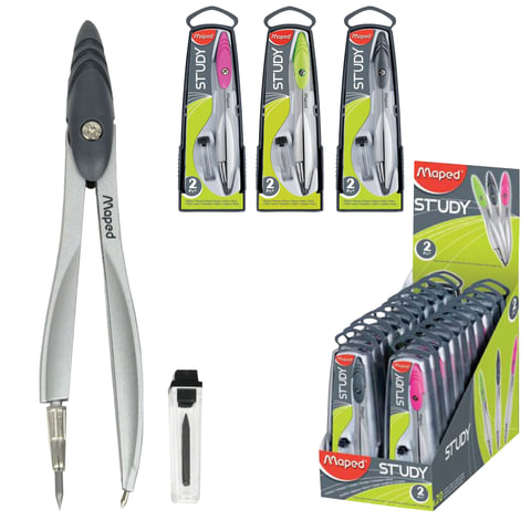 Циркуль MAPED (Франция) "Study", 120мм, металлический, грифель 2мм, ассорти, пенал с европод, 119450  210361