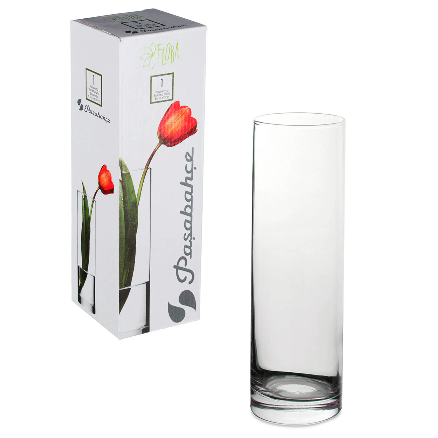 Ваза FLORA колба, высота 26,5 см, стекло,  PASABAHCE, 43767 601273