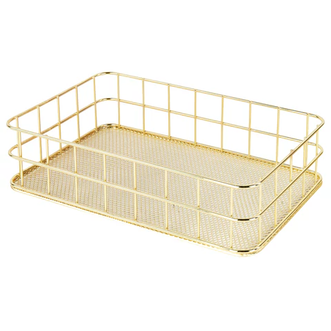 Органайзер-корзинка для косметики и мелочей металлическая MONTE VITA (МОНТЕ ВИТА), 242х162х63 мм, золото, 272481 - МСК «Форвард»