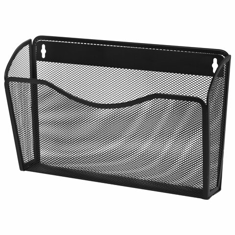 Лотки для бумаг настенные BRAUBERG «Germanium», 3 штуки, А4, 215×355×95 мм, металл, черные, 237968 - МСК «Форвард»