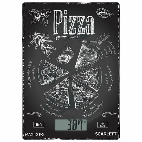 Весы кухонные SCARLETT SC-KS57P66, электронный дисплей, max вес 10кг, тарокомпенсация, стекло SC-KS5 455862