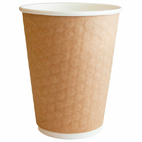 Стакан одноразовый бумажный 250/285 мл, КОМПЛЕКТ 50 шт., двухслойный с конгревом "Соты" КРАФТ ПАПЕРСКОП, 225002 609678 - МСК «Форвард»