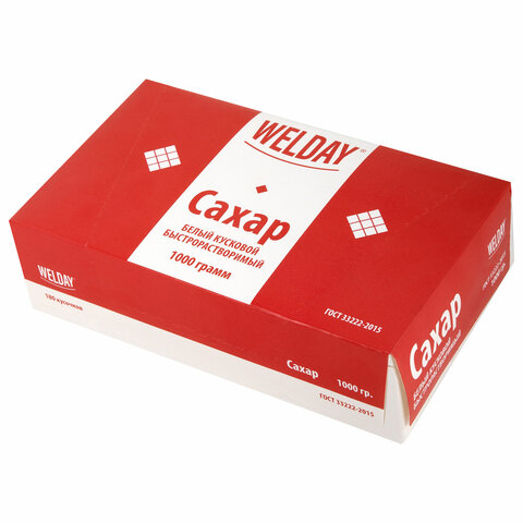 Сахар-рафинад WELDAY (ВЭЛДЭЙ), 1 кг (180 кусочков, размер 15х16х21 мм), 622405 - МСК «Форвард»