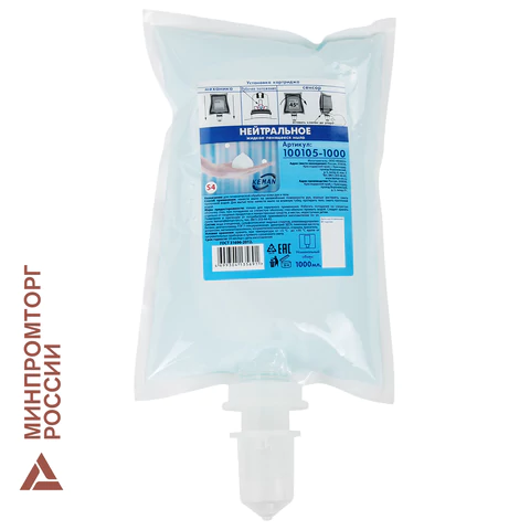 Картридж с жидким мылом-пеной одноразовый (Система S4), "Нейтральное", синее, 1 л, KEMAN, 100105-1000 607758 - МСК «Форвард»