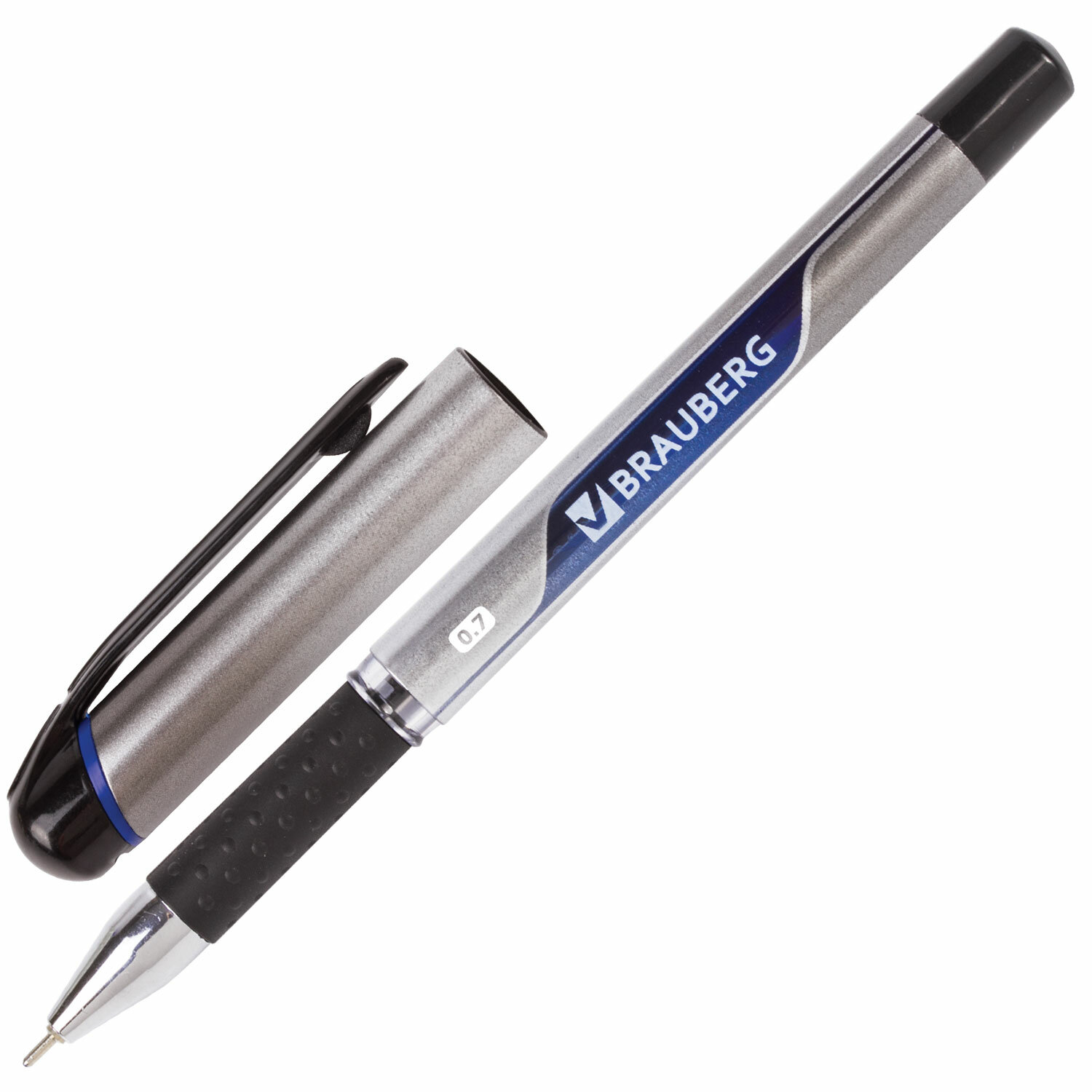 Ручка шариковая масляная с грипом BRAUBERG Signature, СИНЯЯ, печать, 0,7мм, линия 0,35мм, 142688
