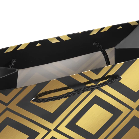 Пакет подарочный 12шт 18x10x23 см, ЗОЛОТАЯ СКАЗКА "Gold Luxury", тиснение фольгой, чёрный, 608248 - МСК «Форвард»