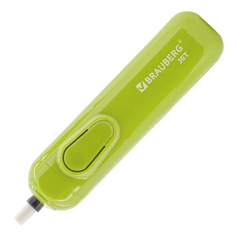 Ластик электрический BRAUBERG JET, питание от 2 батареек ААА, 8 сменных ластиков, салатовый, 229615 - МСК «Форвард»