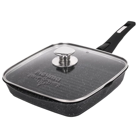 Сковорода ГРИЛЬ квадратная 26 см, съемная soft-touch ручка, крышка, антипригарное покрытие, МЕЧТА "Гранит Black", с066802 700718 - МСК «Форвард»