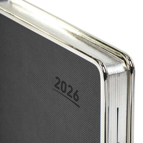 Ежедневник датированный 2026 А5 148х218 мм, GALANT "Infinity Silver", под кожу, серый, 117499 - МСК «Форвард»