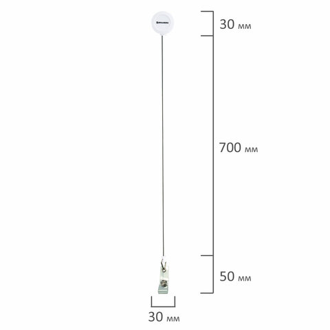 Бейдж вертикальный (90х60 мм), с держателем-рулеткой 70 см, белый, BRAUBERG, 238243 - МСК «Форвард»