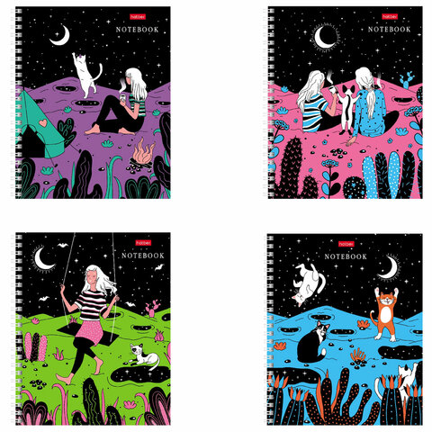 Тетрадь А5 80л. HATBER гребень, клетка, обл. картон, Дотянуться до небес (4в. в спайке), 80Т5вмВ1гр 404492