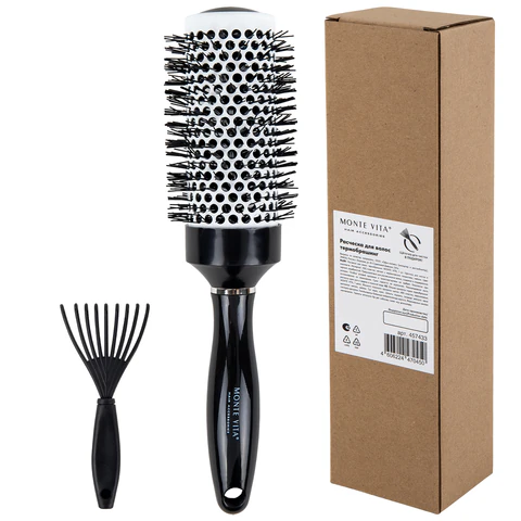 Расческа для волос термобрашинг 24,5х6х4,5 см, круглая + щетка для чистки В ПОДАРОК, MONTE VITA (МОНТЕ ВИТА), 457433 - МСК «Форвард»