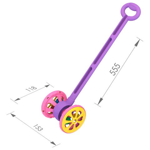 Каталка на палочке "Весёлые колёсики" с шариками, 15x12x55 см, цвет фиолетово-розовый, НОРДПЛАСТ, 760 666454 - МСК «Форвард»