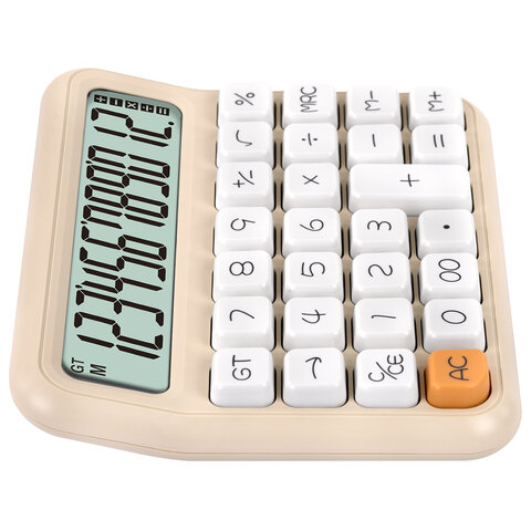 Калькулятор настольный BRAUBERG KW-1000-BG (152x132 мм), 3D-кнопки, 12 разрядов, бежевый, 272957 - МСК «Форвард»