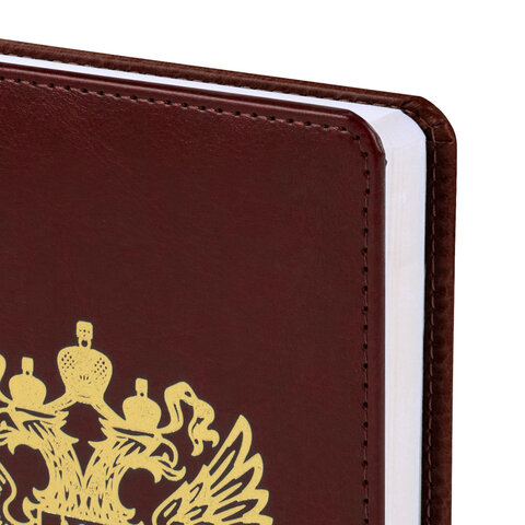 Ежедневник датированный 2026 А5 138х213 мм, BRAUBERG "State", под кожу, коричневый, 117417 - МСК «Форвард»