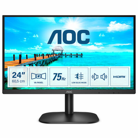 Монитор AOC 24B2XDAM 23.8" (60 см)/1920x1080/16:9/VA/4ms/250cd/HDMI/VGA/черный 354941 - МСК «Форвард»