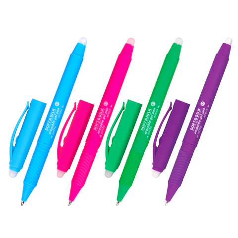 Ручка стираемая гелевая с грипом BRAUBERG "SOFT&SILK FRUITY", СИНЯЯ, корпус ассорти, узел 0,7 мм, 143254 - МСК «Форвард»